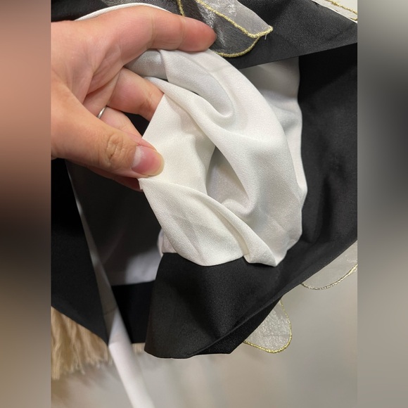 NWT Anthropologie Ryu Black Chiffon 3D flowers with Jewels Mini Shift Dress M - Picture 7 of 9